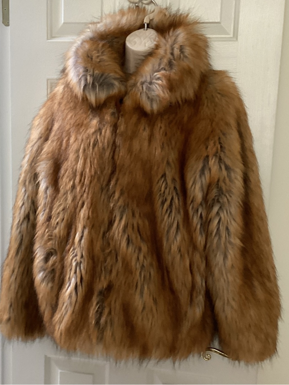 Donna Salyers NWT faux red fox jacket Boho chic Maximalist outerwear S